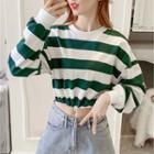 Long-sleeve Striped Tie Waist Sweatshirt