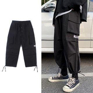 Elastic-waist Wide-leg Drawstring Pants
