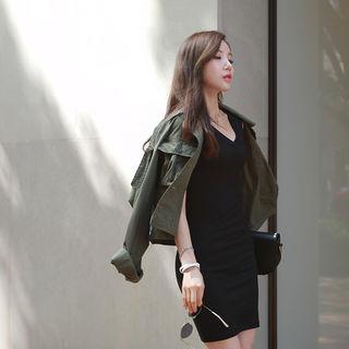 Dual-pocket Cropped Cotton Parka