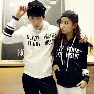 Lettering Zip Hoodie