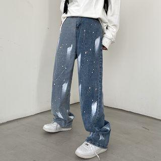 Splash Print Loose Fit Jeans