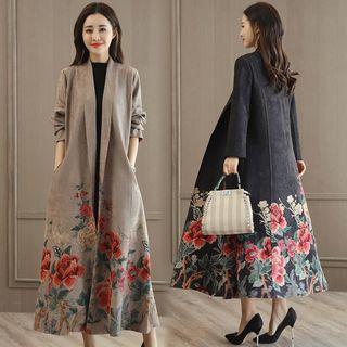 Floral Faux Suede Coat