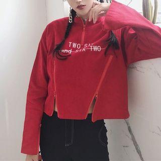 Letter Corduroy Long-sleeve Sweatshirt