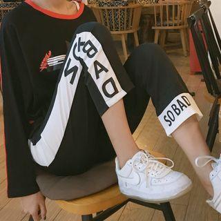 Lettering Straight Cut Pants