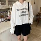 Long-sleeve Print Cropped Hoodie