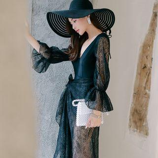 Set: Long-sleeve Swimsuit + Cover-up