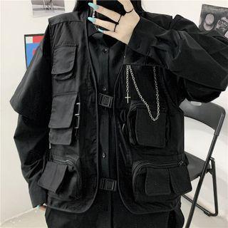 Safari Open Front Vest Black - One Size