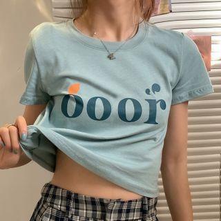 Lettering Short Sleeve Crop T-shirt