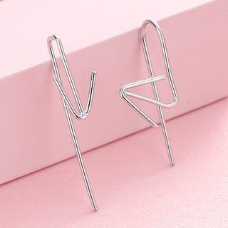 Non-matching Geometric Earring 1 Pair - Silver - One Size