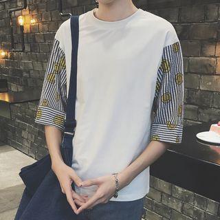 Striped Panel 3/4 Sleeve Top