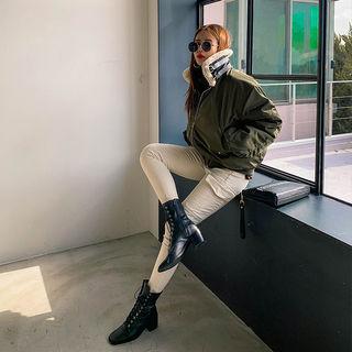 Funnel-neck Oversized Bomber Jacket