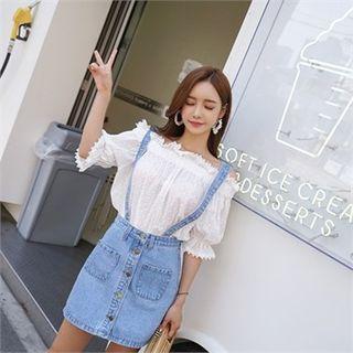 Denim Skirt With Suspenders