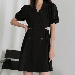 V-neck Cut-out Detail Short-sleeve Mini Dress