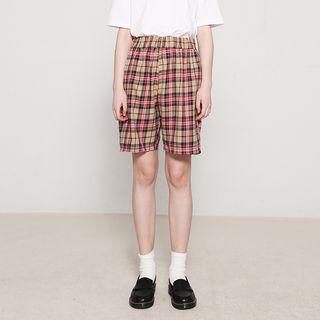 Plaid Shorts Brown - One Size