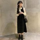 Square-neck Sleeveless Dress Black - One Size