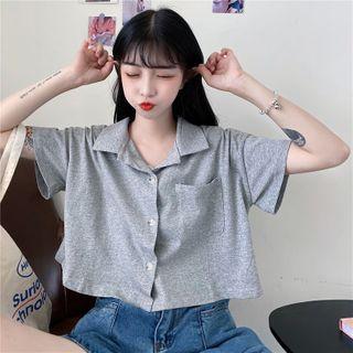 Short Sleeve Plain Cropped Shirt