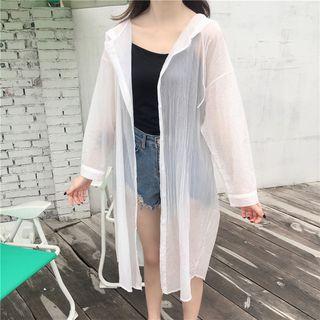 Hooded Buttoned Light Long Coat