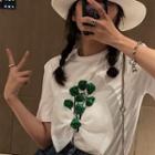 Green Flower Short-sleeve T-shirt