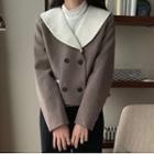 Double Breasted Jacket Beige Gray - One Size