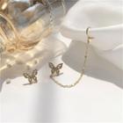 Butterfly Chained Asymmetrical Earring 1 Pair - Stud Earrings - Gold - One Size