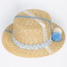 Pompom Paint-stained Raffia Hat