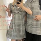 Short-sleeve Plaid Shirt / Mini A-line Dress