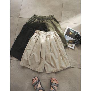 Elasticized-waist Wide-leg Shorts