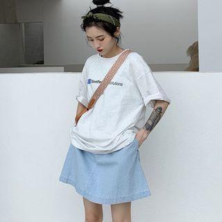 Short-sleeve Lettering T-shirt / Tank Top Dress