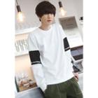 Color-block Sleeve Round-neck T-shirt