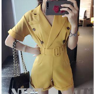 Double-breasted Short-sleeve Playsuit