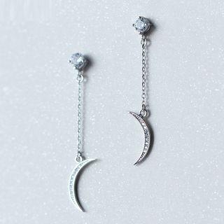 925 Sterling Silver Crescent Drop Earrings