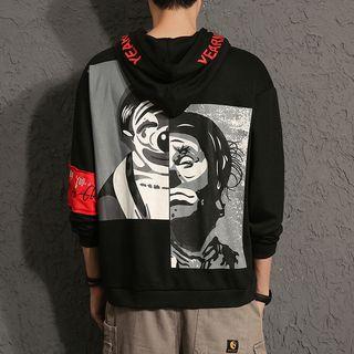 Letter Embroidered Printed Hoodie