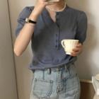 Half-button Short-sleeve Knit Top