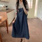 Pocket-front Denim Jumper Dress / Short-sleeve Top