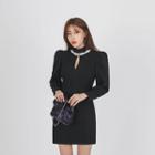 Keyhole Bishop-sleeve Minidress