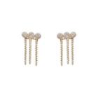 Rhinestone Chained Sterling Silver Fringed Earring Eh1067 - 1 Pair - Gold - One Size