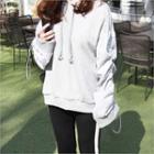 Hooded Shirred-sleeve Pullover