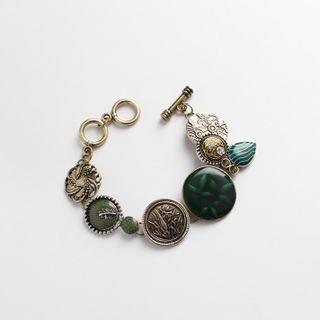 Retro Embossed Glaze Alloy Bracelet 1 Pc - Gold - One Size