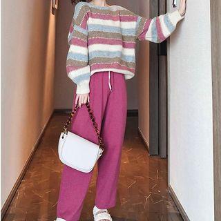 Striped Sweater / Wide-leg Knit Pants