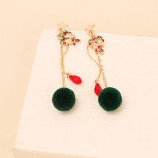 Christmas Alloy Pom Pom Dangle Earring
