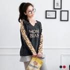 Paneled Leopard Fleece Sweatshirt