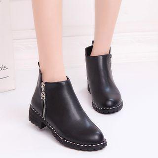 Stitched Zip-side Ankle Boots
