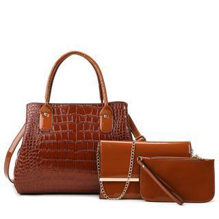 Set; Croc Grain Crossbody Bag + Crossbody Bag + Clutch