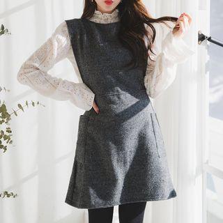 Frill-neck Eyelet-lace Blouse