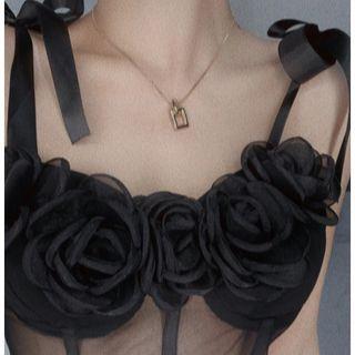 Plain Floral Mesh Cropped Tube Top