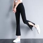 Faux Pearl Cropped Boot Cut Pants