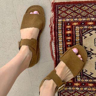Ankle-strap Suedette Sandals