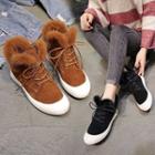 Lace-up Furry High-top Sneakers