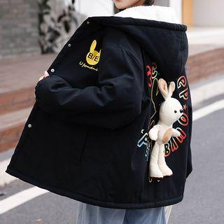 Rabbit Applique Hooded Zip-up Jacket