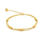 Simple And Fashion Plated Gold Geometric Round Bead Multilayer Anklet Golden - One Size